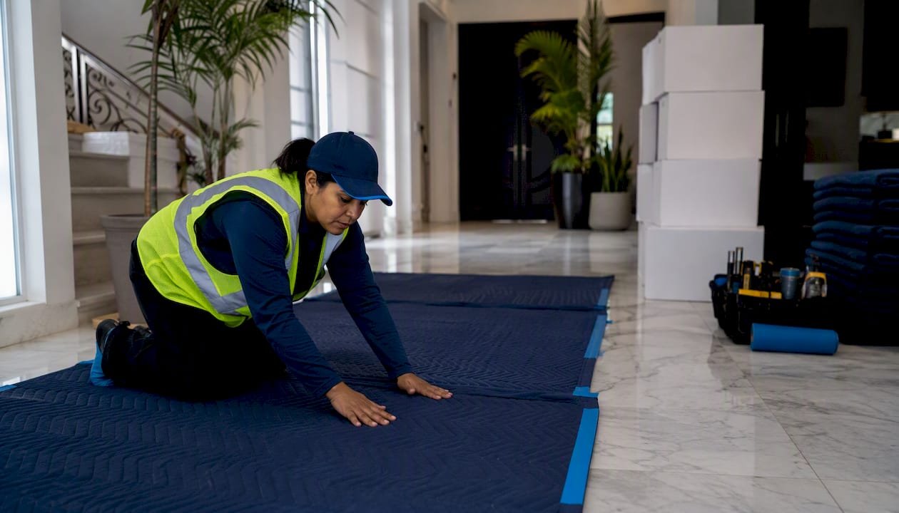 Delivery supervisor prepping residential delivery site