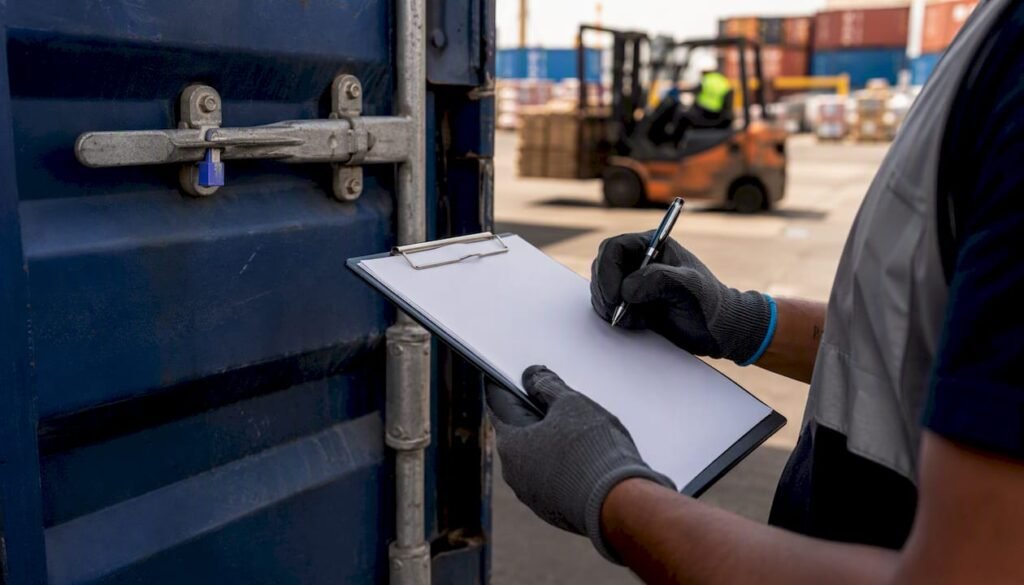 Courier handling sealed cargo container documentation