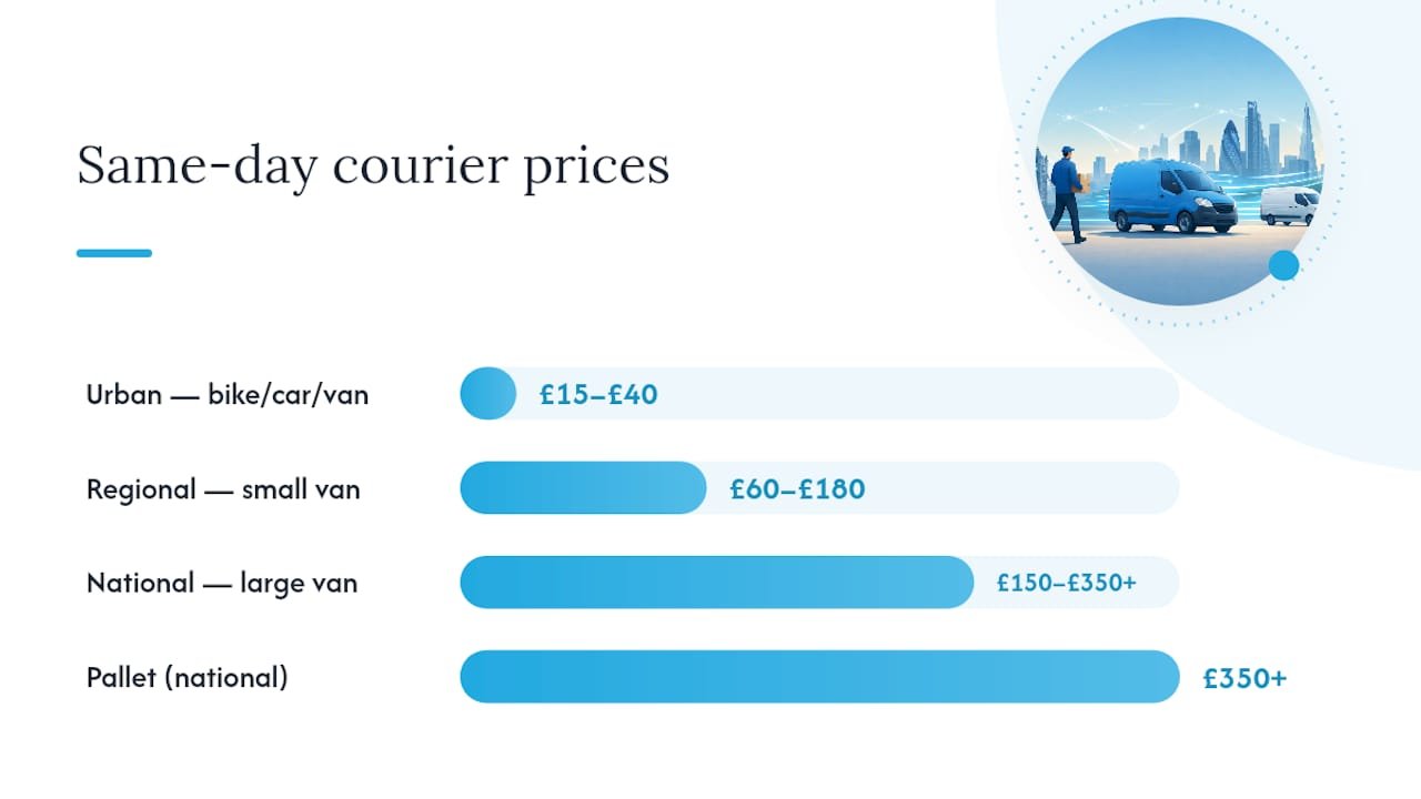 Diagram of courier price ranges by distance and vehicle
