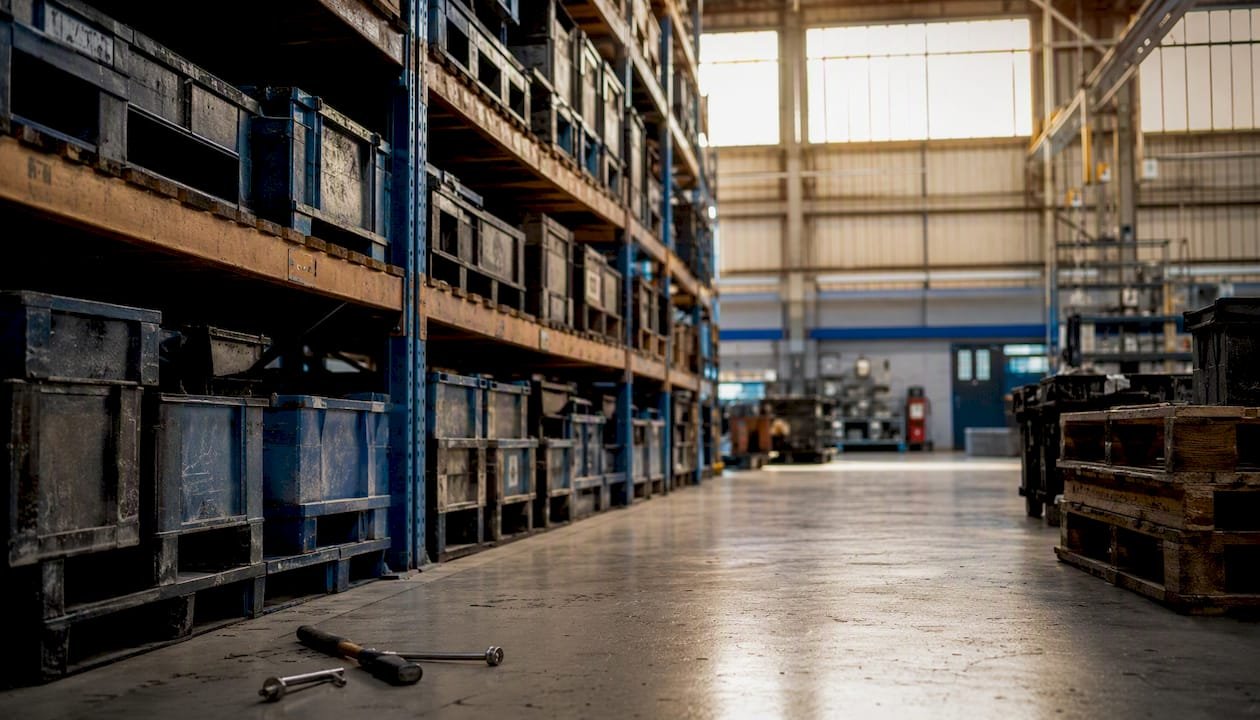 Organized factory floor with reduced inventory stock