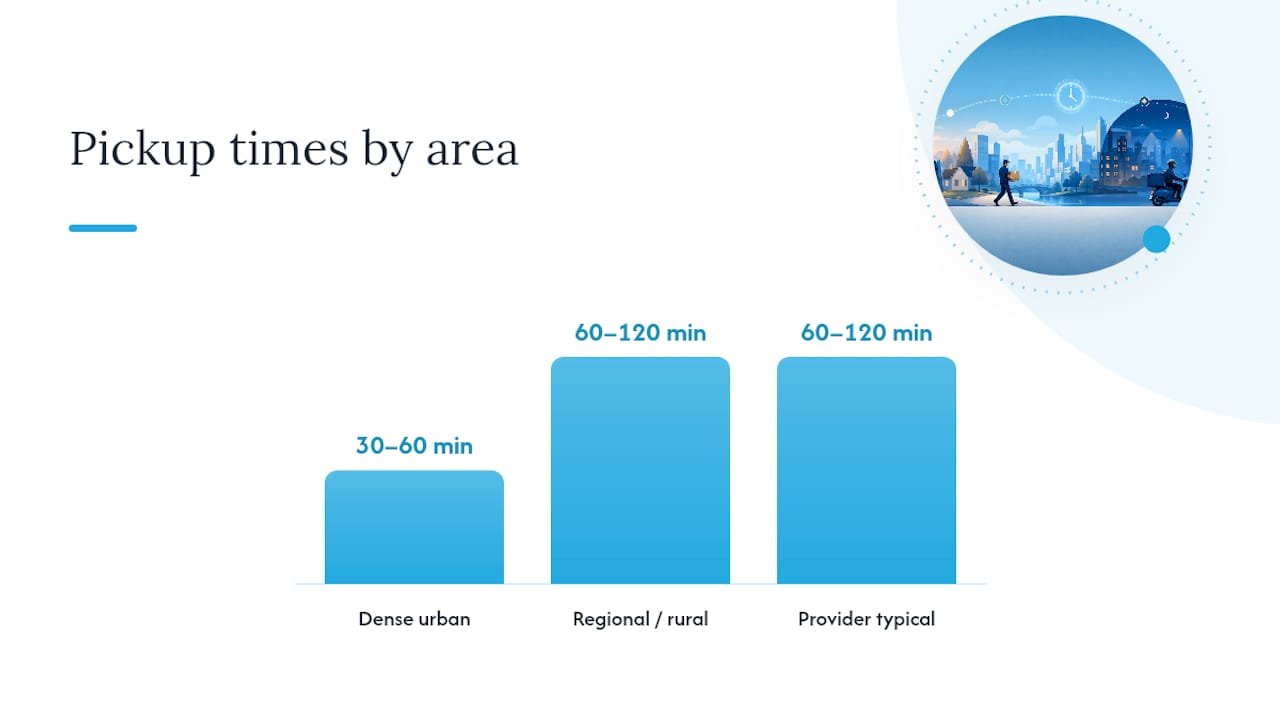 Diagram of out of hours courier service timing and features