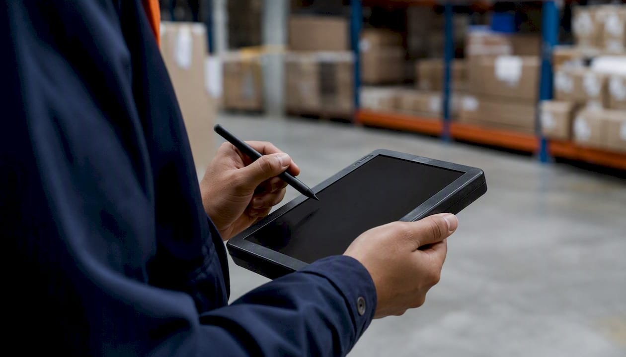 Courier capturing signed proof of delivery on device