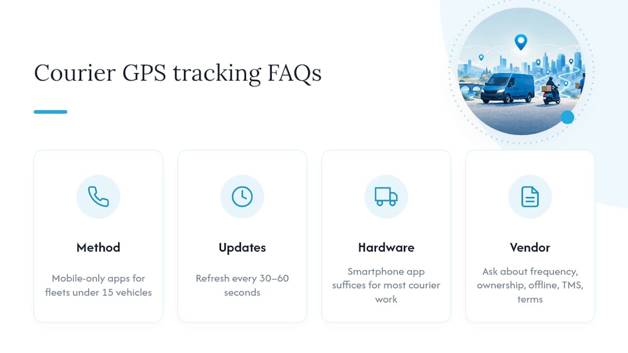 Frequently asked questions about courier driver GPS tracking — overview diagram
