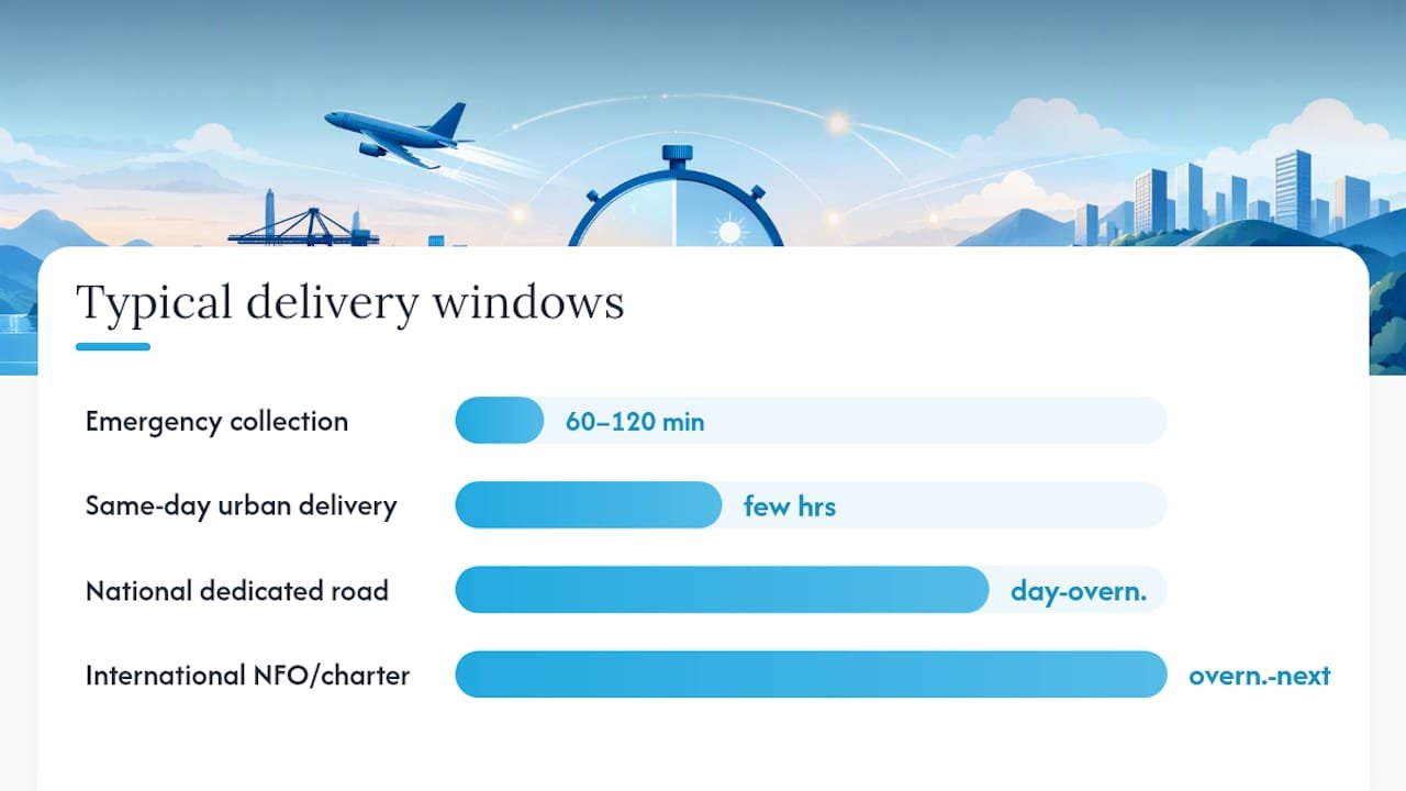 Comparison of delivery timelines by service type