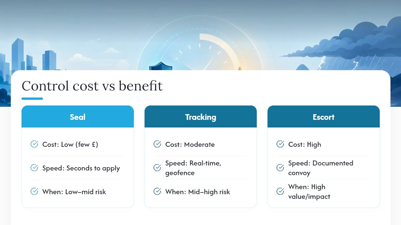 Diagram comparing cost-benefit of shipment security controls