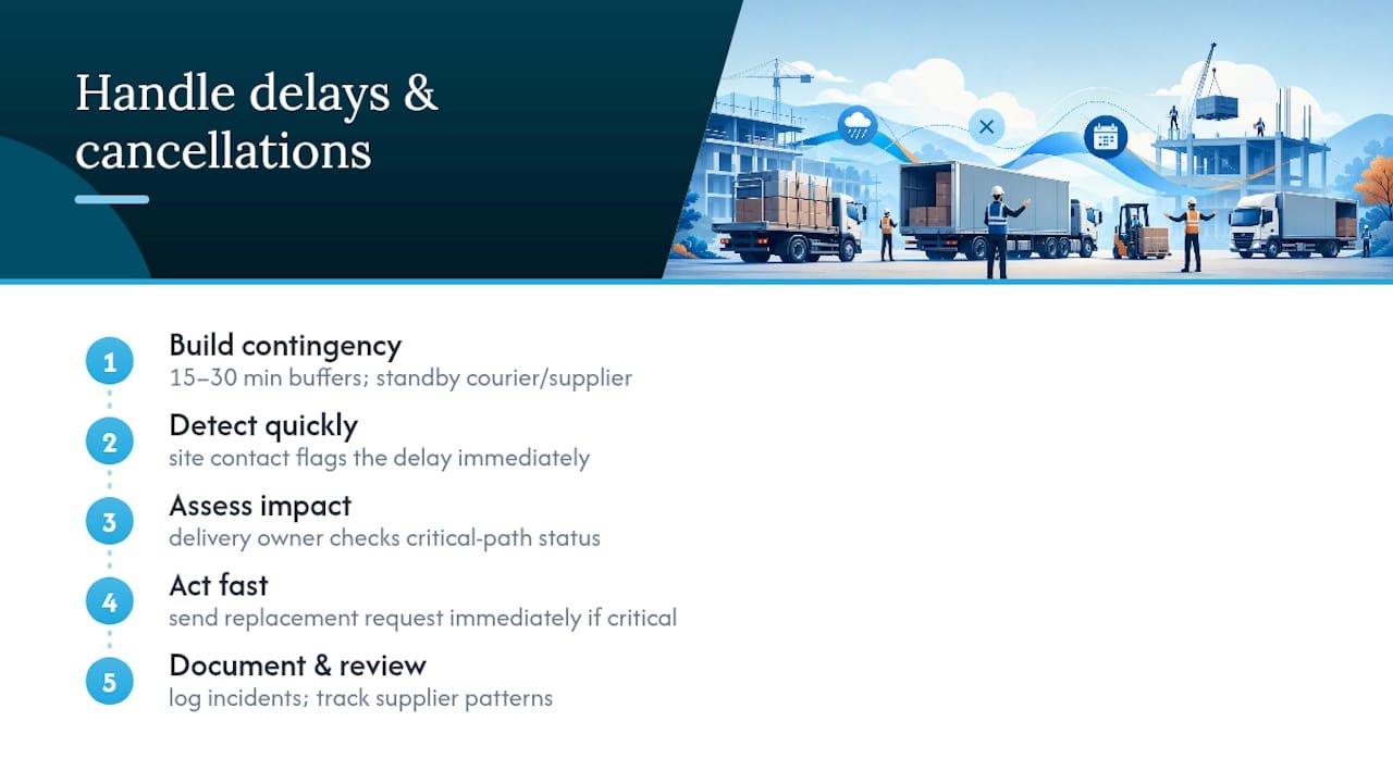 How do you handle delays and cancellations across sites? — overview diagram